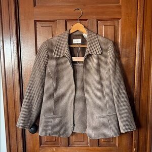 Villager Brown Houndstooth Blazer and Skirt Set